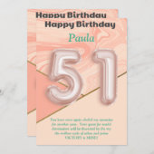 51 ans filles Bonne carte d'anniversaire (Devant / Derrière)