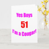 51 Cougar Verjaardag Kaart (Gele Bloem)