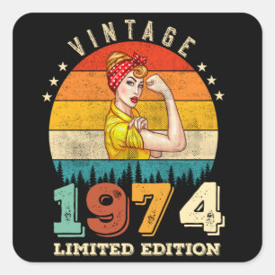 51 jaar oude Bday 1974  51ste Verjaardag Vrouwen Vierkante Sticker