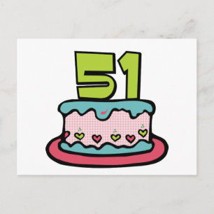 51 jaar oude Birthday Cake Briefkaart