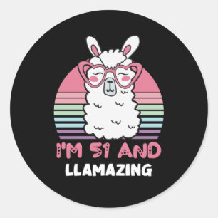 51 jaar oude dag Llamazing Llama 51st verjaardag Ronde Sticker