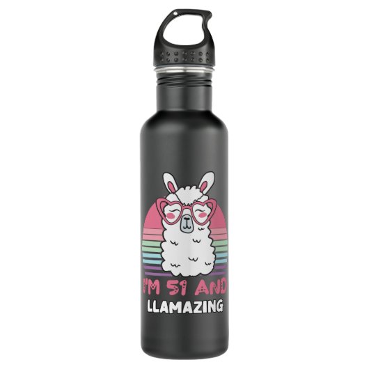 51 jaar oude dag Llamazing Llama 51st verjaardag Waterfles (Voorkant)