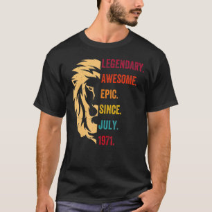 51 jaar oude leggende sinds juli 1971 51e verjaard t-shirt