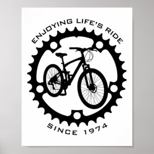 51-jarige mountainbiker 1974 51e verjaardag Biki Poster