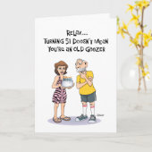 51e anniversaire : Carte amusante pour Geezer (Fleur jaune)