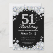 51e anniversaire Invitation Chalkboard Silver Diam (Devant)