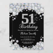 51e anniversaire Invitation Chalkboard Silver Diam (Devant / Derrière)