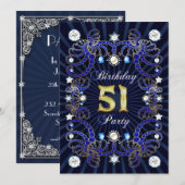 51e anniversaire invitation de fête avec des masse (Devant / Derrière)