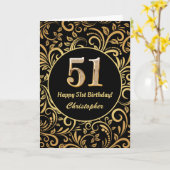 51e anniversaire Modèle floral noir et or (Fleur jaune)