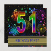 51e fête d'anniversaire Invitation avec bulles (Devant / Derrière)