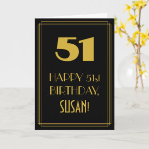 51e verjaardag ~ Art Deco geïnspireerd look "51" & Kaart