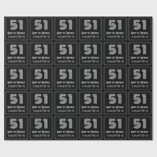 51e verjaardag: Art Deco geïnspireerd look "51" w Cadeaupapier (Vlak)