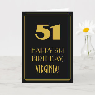 51e verjaardag - Art Deco geïnspireerde look "51" Kaart
