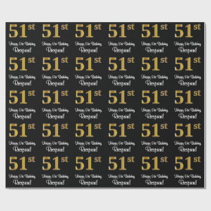 51e verjaardag: Elegante luxe Faux Gold look # Cadeaupapier