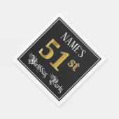 51e verjaardag — Fancy script, Faux Gold look Servet (Hoek)