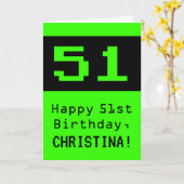 51e verjaardag: Nerdy / Geeky Style "51" en naam Kaart (Gele Bloem)