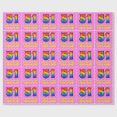 51e verjaardag: roze strepen & harten, regenboog # cadeaupapier (Vlak)