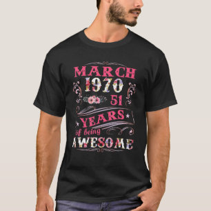 51e verjaardag van de 51-jarige vrouw van maart 19 t-shirt