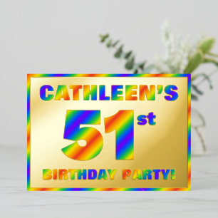 51e verjaardag van de Fun, regenboogspectrum "51" Folie Uitnodiging