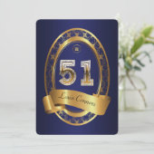 51e, verjaardagsfeest vrouw man, elegante kleur kaart (Staand voorkant)