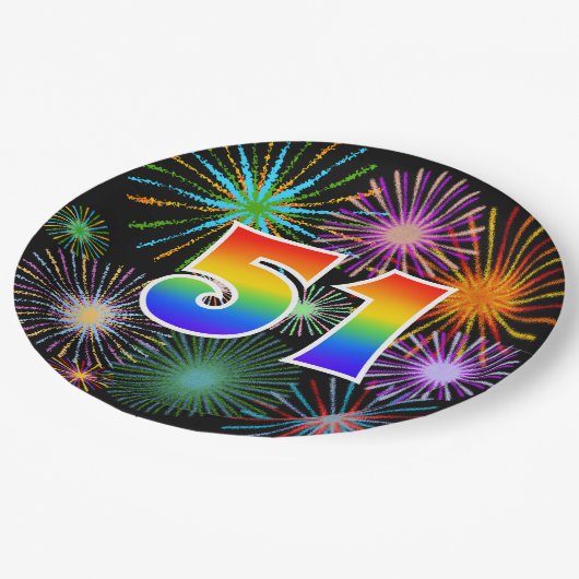 51ste evenement - Leuk, Kleurrijk, Vet, Regenboog Papieren Bordje (Gekanteld)