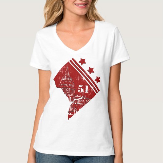 51ste - Staat Washington DC-vlaggengrens T-shirt (Voorkant)
