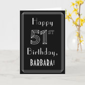 51ste verjaardag: Art Deco Style # 51 & Custom Nam Kaart (Gele Bloem)