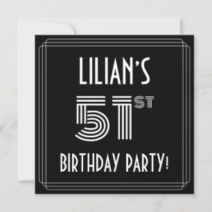 51ste verjaardag: Art Deco Style met aangepaste na Kaart