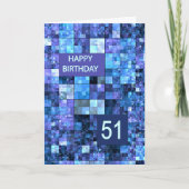 51ste verjaardag, blauwe vierkanten, kaart (Voorkant)