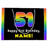 51ste verjaardag: kleurrijke regenboog # 51, Naam Groot Cadeauzakje (Achterkant)