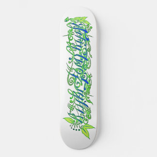 5280 script in green and blue skateboard