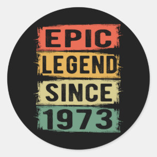 52 jaar oud Bday 1973 Epic Legend 52ste verjaardag Ronde Sticker