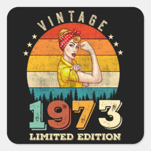 52 jaar oude Bday 1973  52e Verjaardag Vrouwen Vierkante Sticker