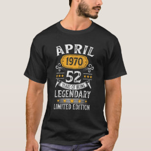 52 jaar oude Vintage april 1970 52e verjaardag T-shirt