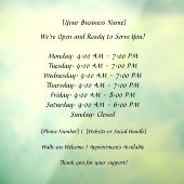 52" x72" Raamsticker voor openingstijden ondernemi (Vel 3)