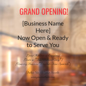 52" x 72" Grand Opening Window Cling  Raamsticker (Vel 2)