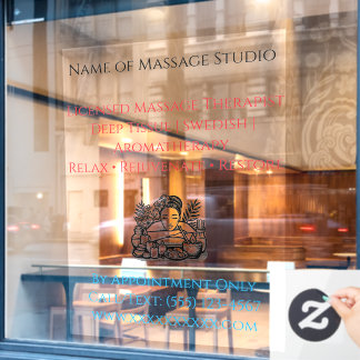 52" x 72" Massage Therapy Window Cling  Raamsticker