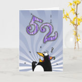52e anniversaire - Carte de surprise de pingouin (Fleur jaune)
