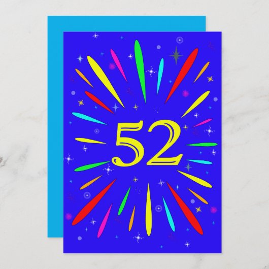 52e anniversaire de fête Invitation Explosion (Devant / Derrière)