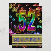 52e anniversaire Invitation avec bulles (Devant / Derrière)