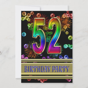 52e anniversaire Invitation avec bulles