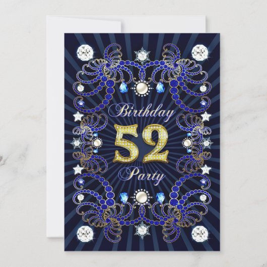 52e anniversaire invitation de fête avec des masse (Devant)