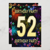 52e anniversaire Invitation fête feux d'artifice (Devant / Derrière)