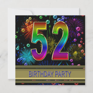 52e fête d'anniversaire Invitation avec bulles