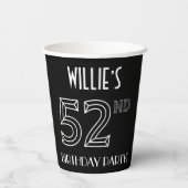 52e verjaardag: Art Deco Style + aangepaste naam Papieren Bekers (Achterkant)