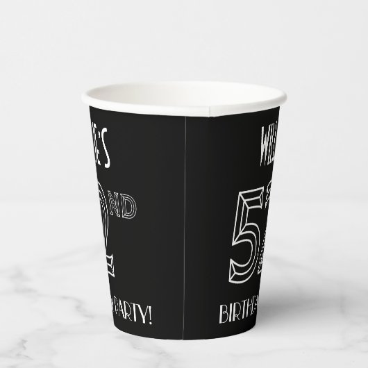 52e verjaardag: Art Deco Style + aangepaste naam Papieren Bekers (Rechts)