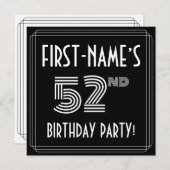 52e verjaardag: Art Deco Style met aangepaste naam Kaart (Voorkant / Achterkant)