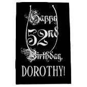 52e verjaardag: Fancy, elegant script + aangepaste Medium Cadeauzakje (Voorkant)