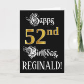 52e verjaardag — Fancy script; Faux Gold Kijk; naa Kaart (Voorkant)