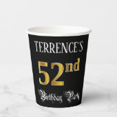 52e verjaardag — Fancy script, Faux Gold look Papieren Bekers (Achterkant)